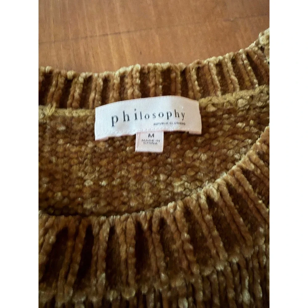Philosophy Republic Clothing Chenille Boxy Sweater Gold Bronze Medium Cozycore